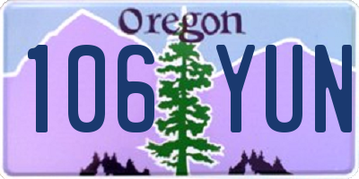 OR license plate 106YUN