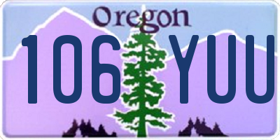 OR license plate 106YUU