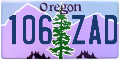 OR license plate 106ZAD