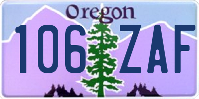 OR license plate 106ZAF