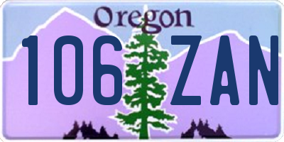 OR license plate 106ZAN
