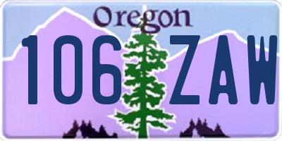 OR license plate 106ZAW