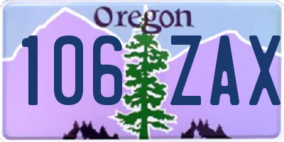 OR license plate 106ZAX