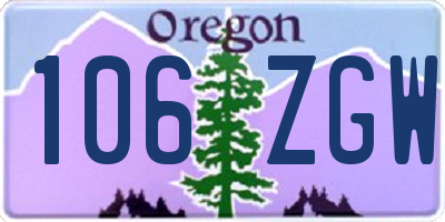 OR license plate 106ZGW