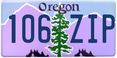 OR license plate 106ZIP