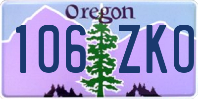 OR license plate 106ZKO