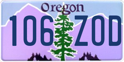 OR license plate 106ZOD