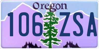 OR license plate 106ZSA