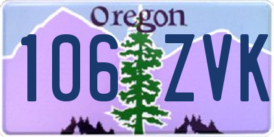OR license plate 106ZVK