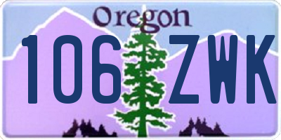 OR license plate 106ZWK