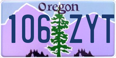 OR license plate 106ZYT