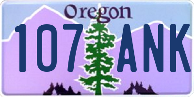 OR license plate 107ANK