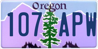 OR license plate 107APW