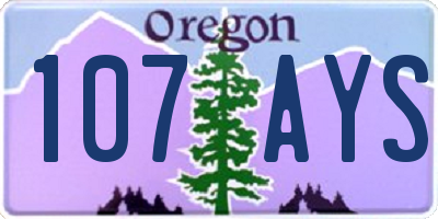 OR license plate 107AYS