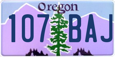 OR license plate 107BAJ