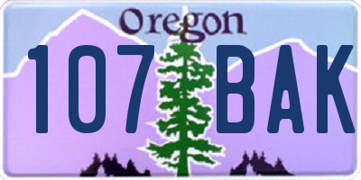 OR license plate 107BAK