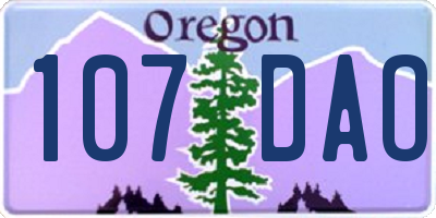 OR license plate 107DAO