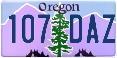 OR license plate 107DAZ