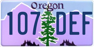 OR license plate 107DEF