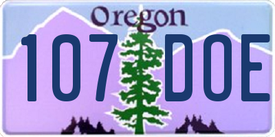 OR license plate 107DOE
