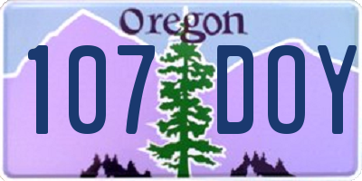 OR license plate 107DOY