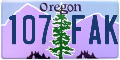 OR license plate 107FAK