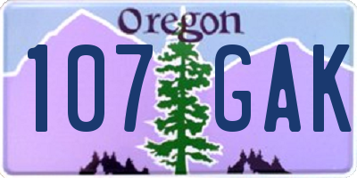 OR license plate 107GAK