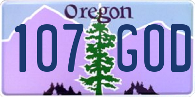 OR license plate 107GOD