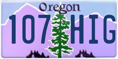 OR license plate 107HIG