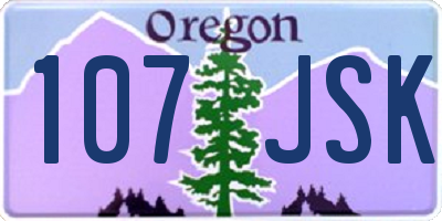 OR license plate 107JSK
