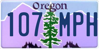 OR license plate 107MPH