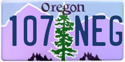 OR license plate 107NEG
