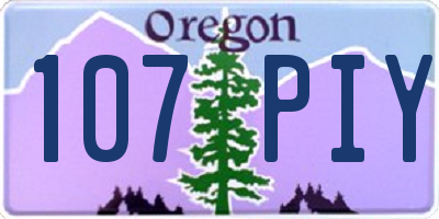 OR license plate 107PIY
