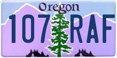 OR license plate 107RAF