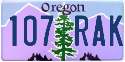 OR license plate 107RAK