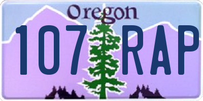 OR license plate 107RAP