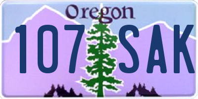 OR license plate 107SAK