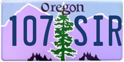 OR license plate 107SIR
