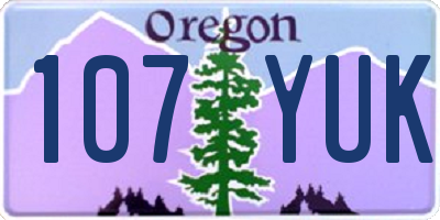 OR license plate 107YUK
