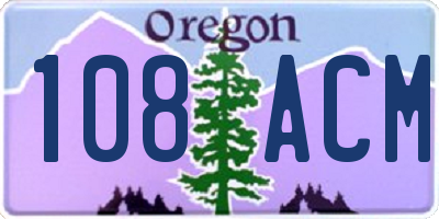 OR license plate 108ACM