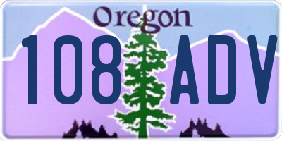 OR license plate 108ADV