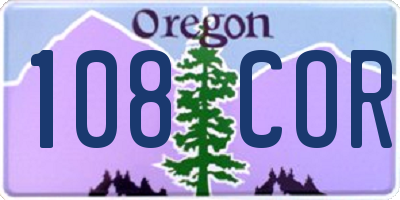 OR license plate 108COR