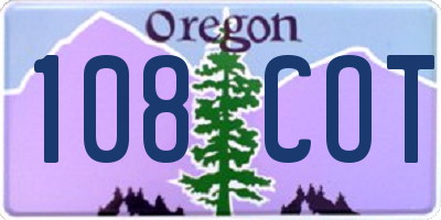 OR license plate 108COT