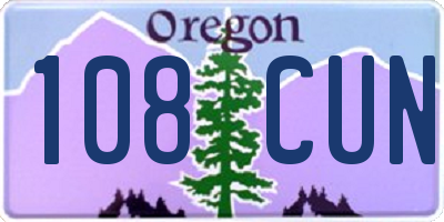 OR license plate 108CUN