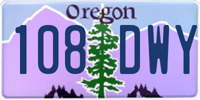 OR license plate 108DWY