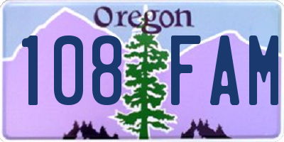 OR license plate 108FAM