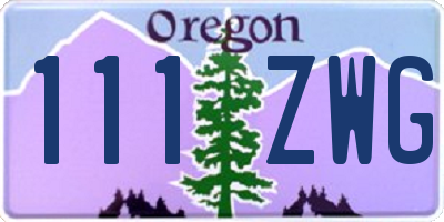 OR license plate 111ZWG