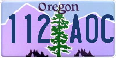 OR license plate 112AOC