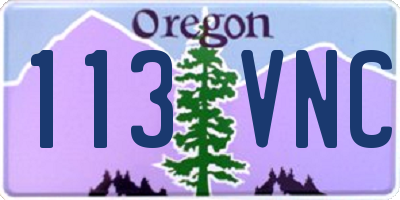 OR license plate 113VNC
