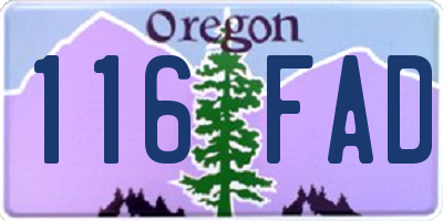 OR license plate 116FAD